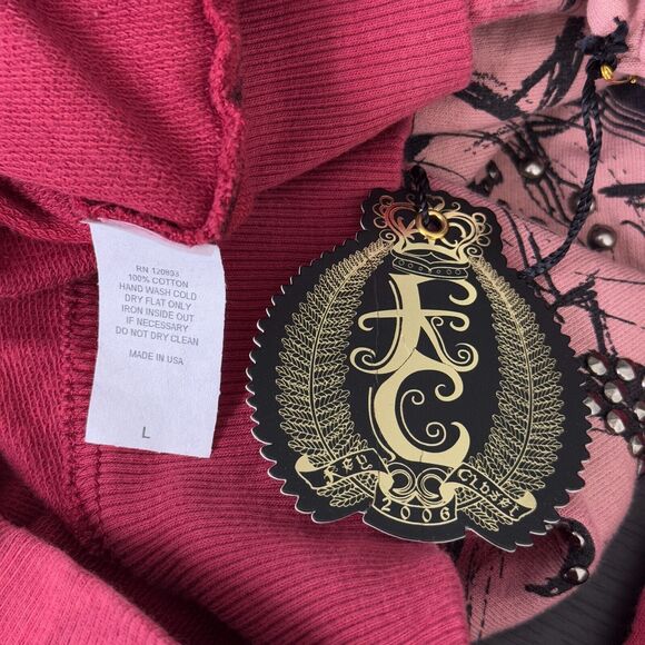 Key Closet Jacket Womens Large Koi Fish Studded Y2K Hoodie Tattoo Art Asian NEW - Picture 3 of 10